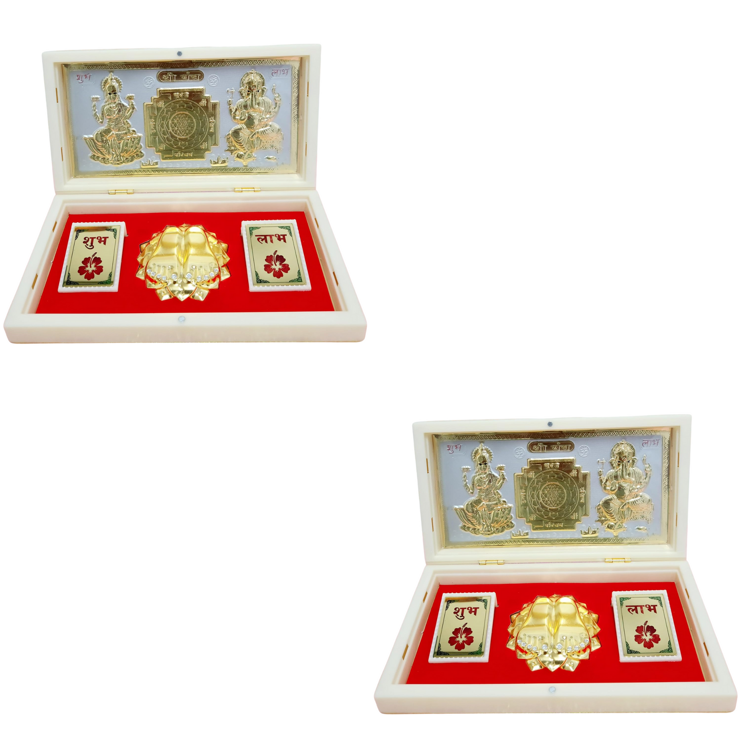 Laxmi Ganpati with Yantra with Charan Paduka