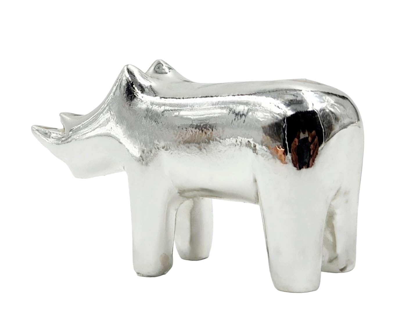 Pure Silver Plated Resin Rhino Statue Home Decor,Showpiece Animal Figurines