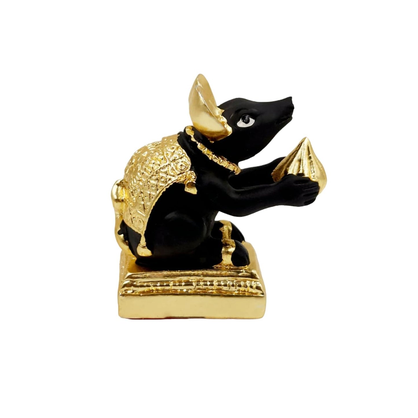 Arnavira® Gold Plated Mushak Idol for Ganpati Pooja Ganeshji Mooshak Mouse Mushakraj (Black 2 Pcs)