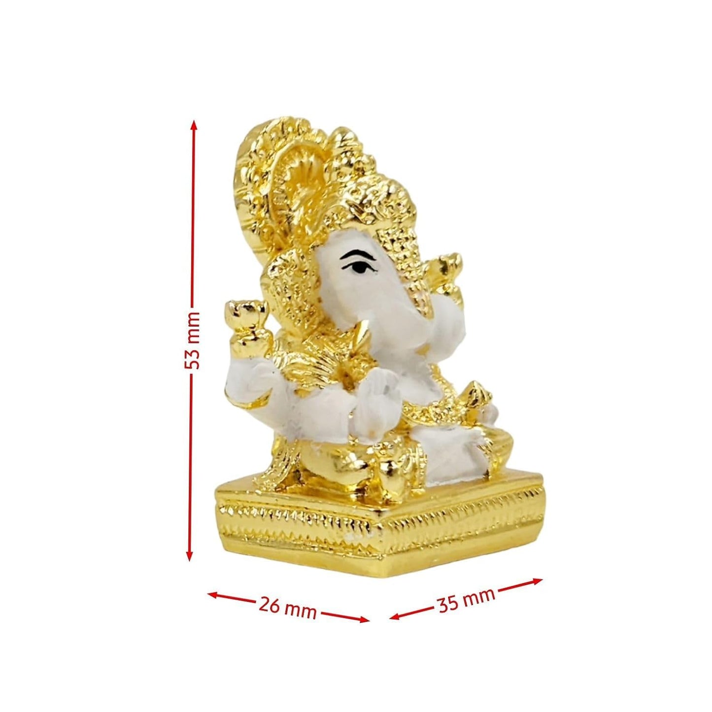 Gold Plated Dagdusheth Ganesha Idol (White Set of 3)