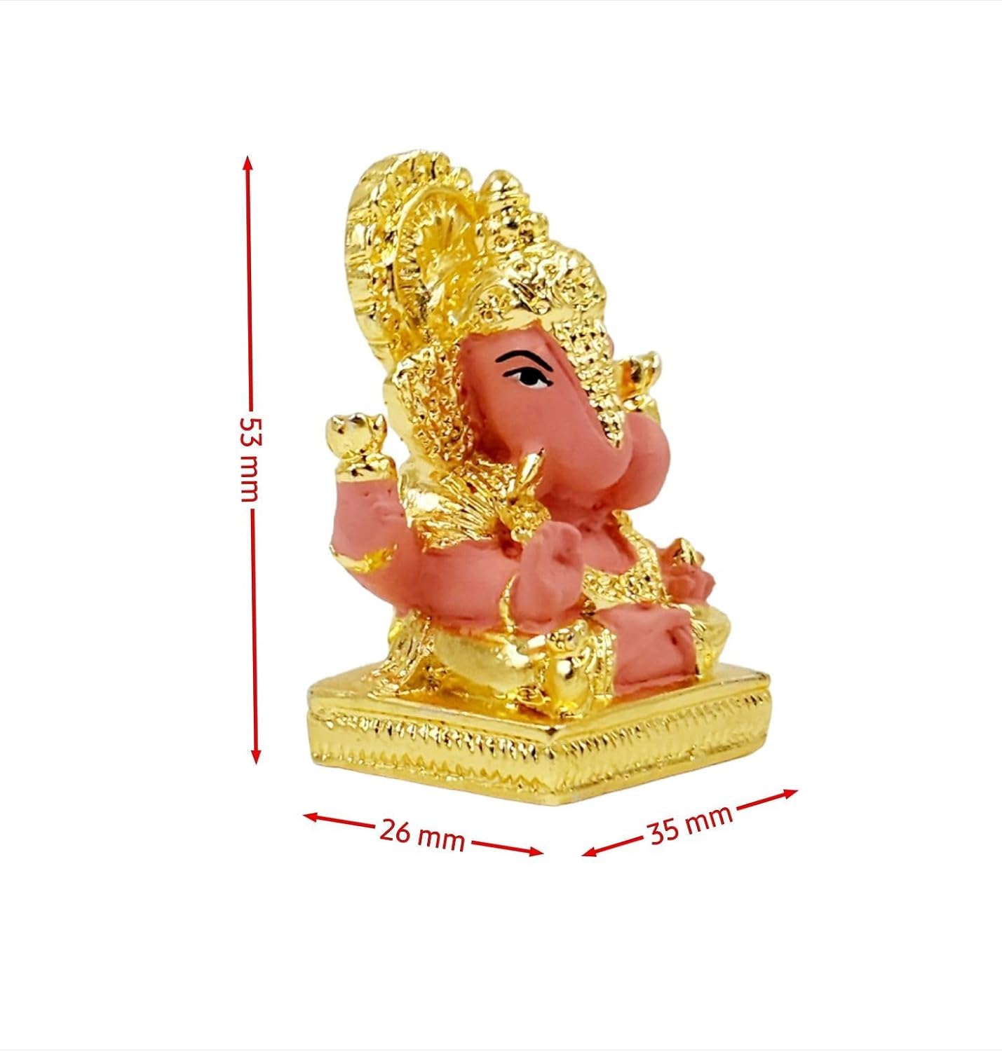 Gold Plated Dagdusheth Ganesha Idol (Pink Set of 3)