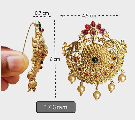 Gold Plated Antique Hair Jewellery (9 Pcs Red)