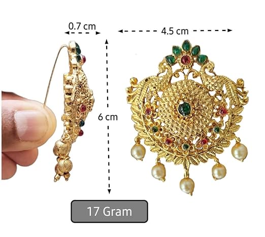 Gold Plated Antique Hair Jewellery (6 Pcs Red Green)