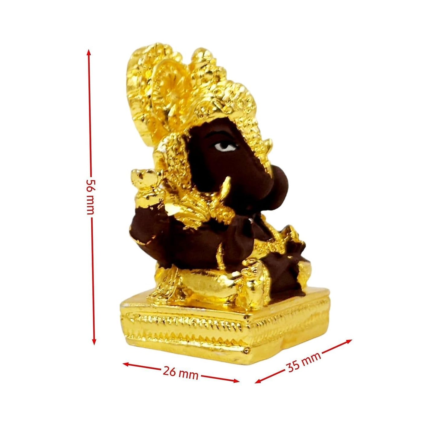 Gold Plated Dagdusheth Ganesha Idol (Brown Set of 5)