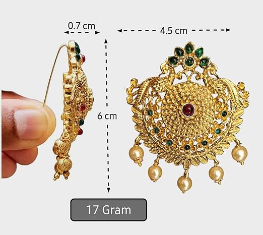 Gold Plated Antique Hair Jewellery (9 Pcs Green)