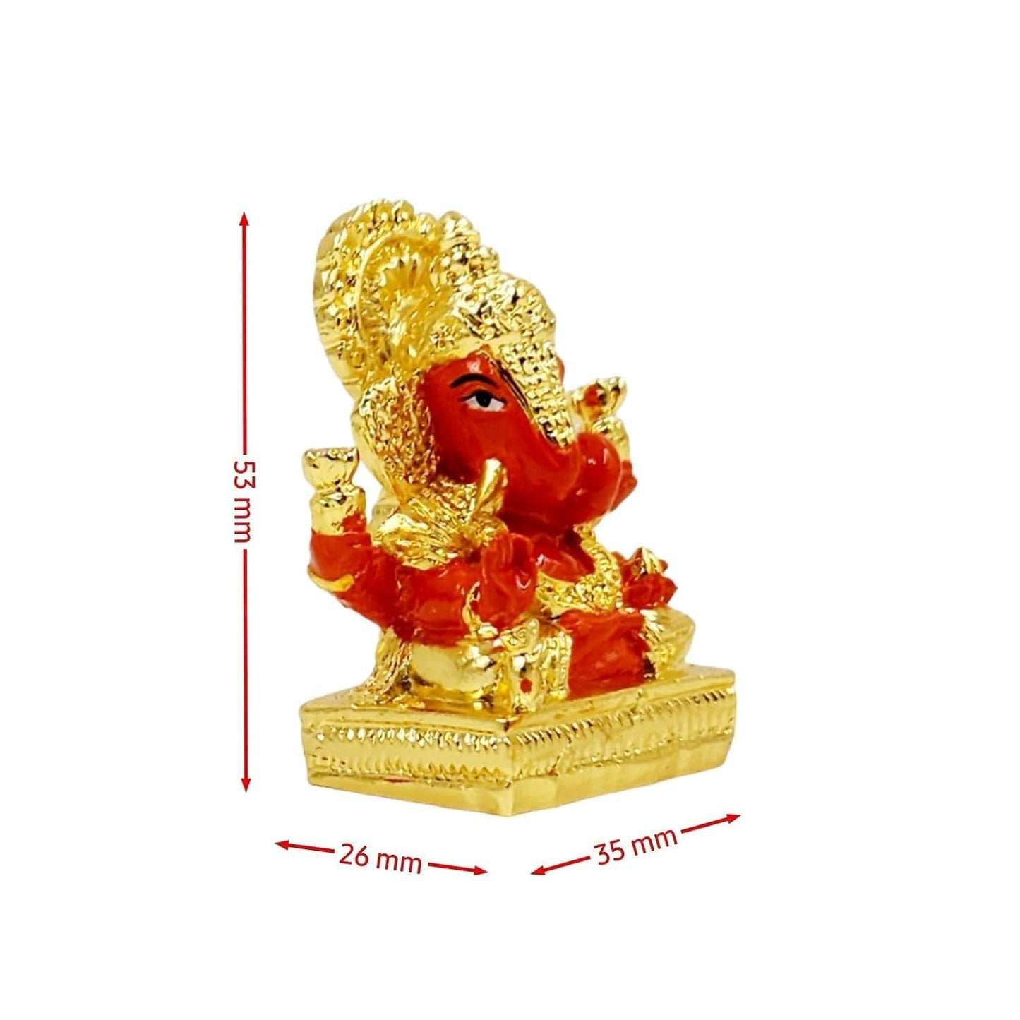 Gold Plated Dagdusheth Ganesha Idol (Orange Set of 5)