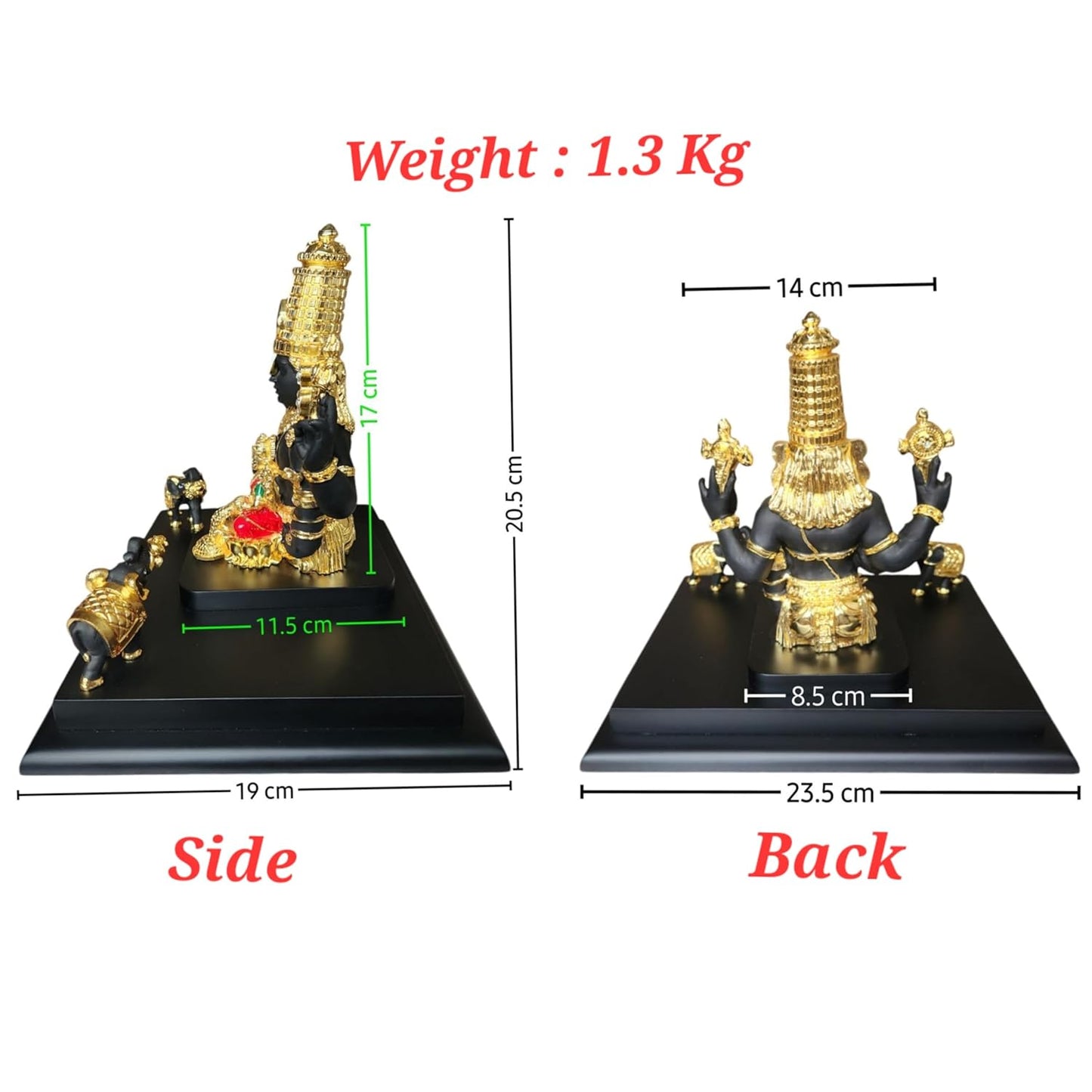 Gold Plated Gajalakshmi Venkateswara Swamy Idol, Tirupati Balaji Idol