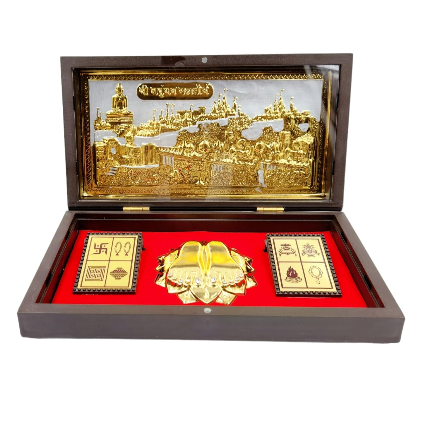 Jai Jinendra Jain Photo Frame with Charan Paduka