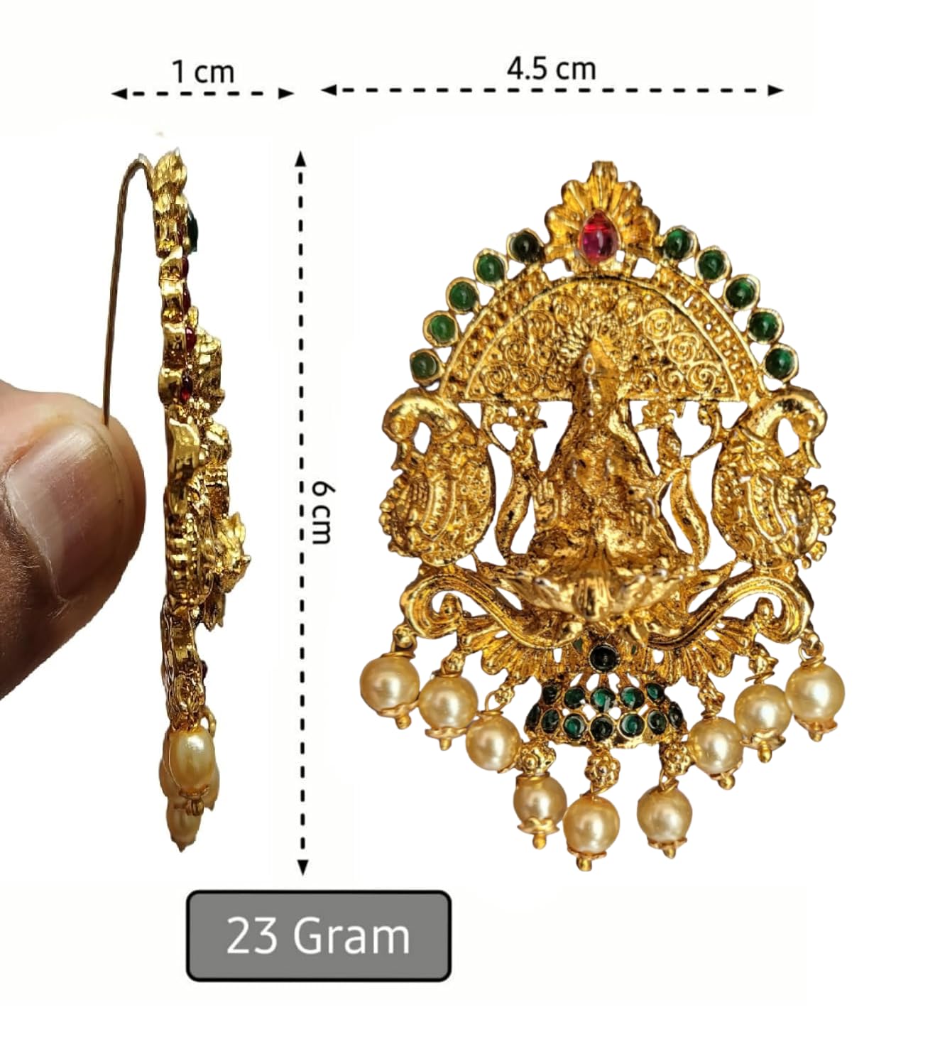 Gold Plated Antique Hair Jewelery (9 Pcs Green)