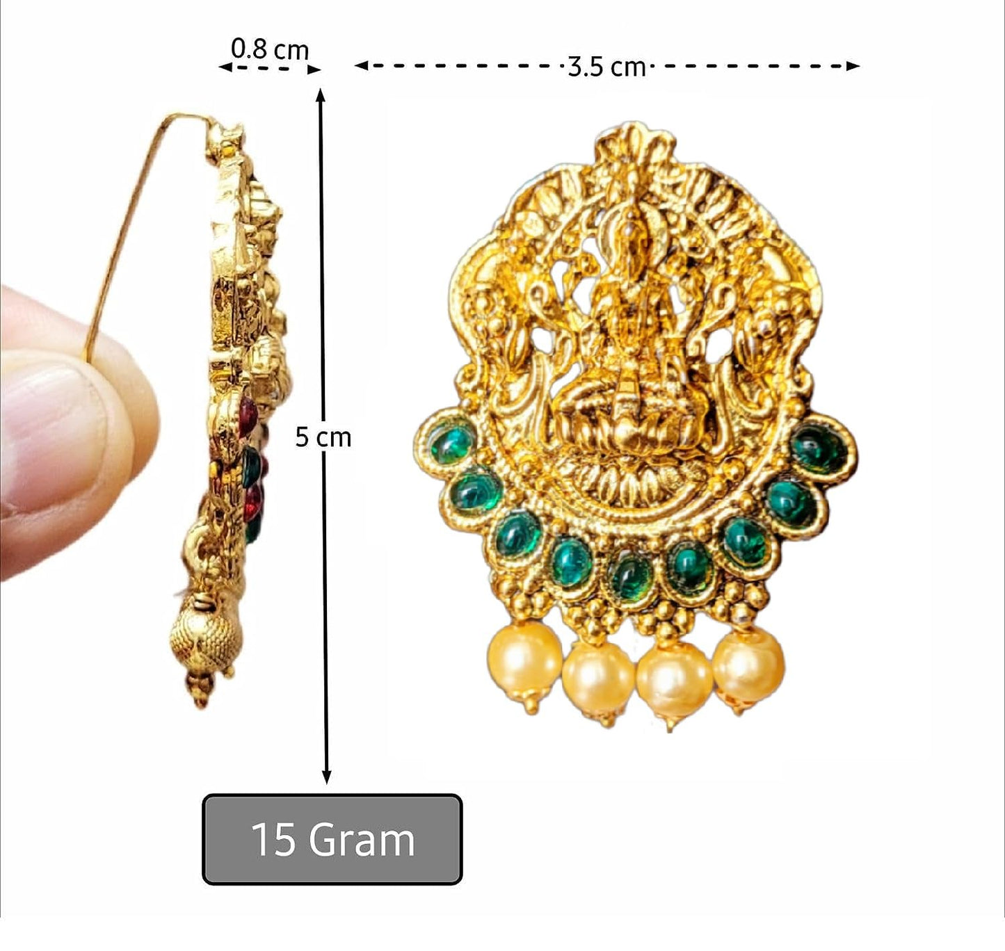 Gold Plated Antique Hair Jewellery (6 Pcs Green)