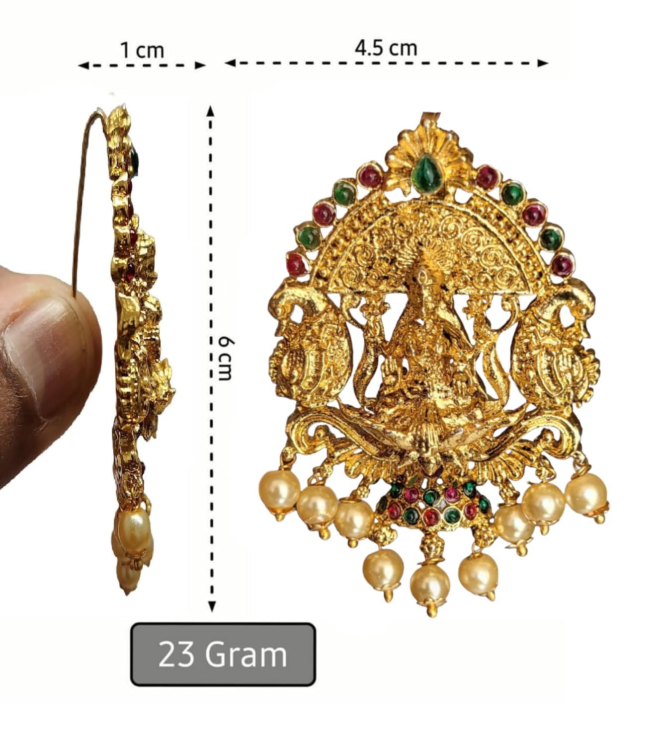 Gold Plated Antique Hair Jewellery (6 Pcs Red Green)