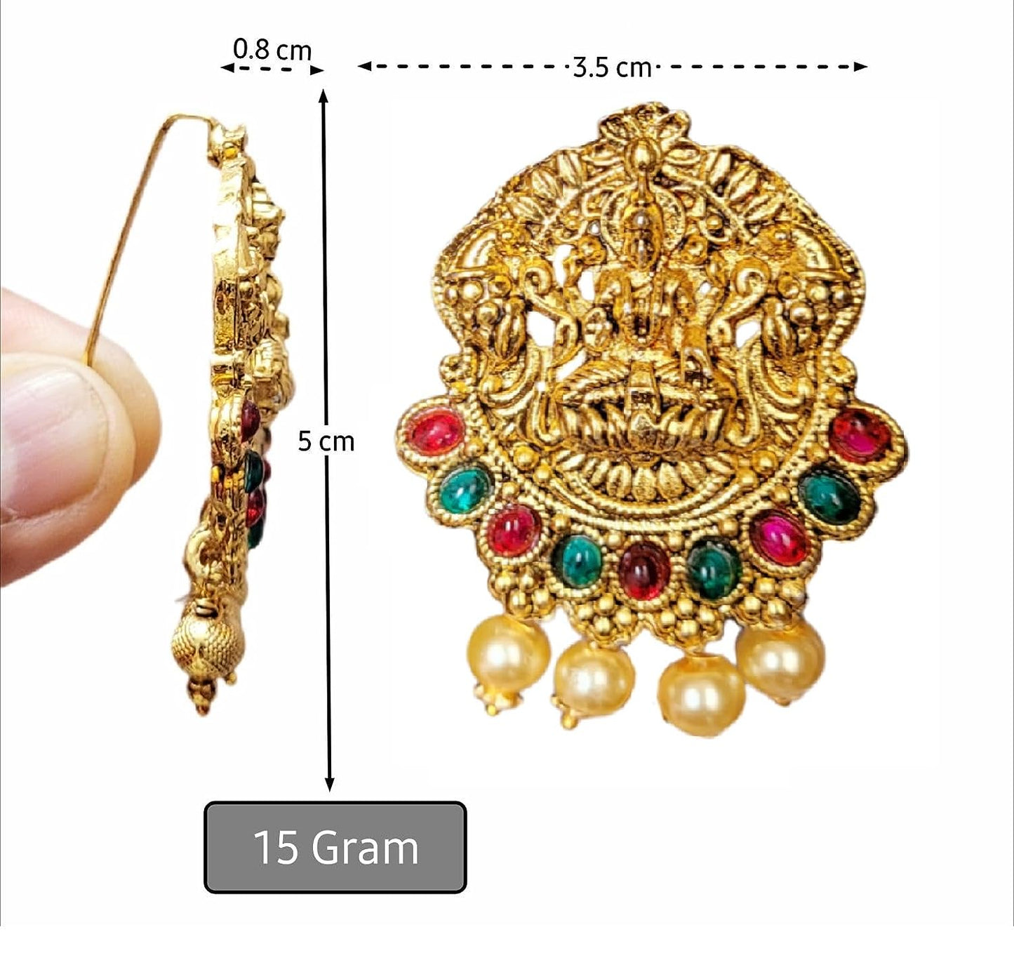 Gold Plated Antique Hair Jewellery (9 Pcs Red Green)
