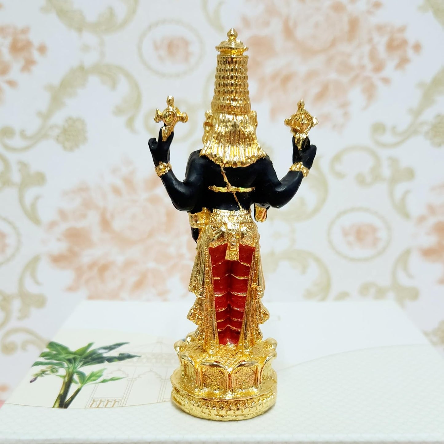 Gold Plated Gold Plated Venkateswara Swamy Idol, Tirupati Balaji Idol for Car Dashboard