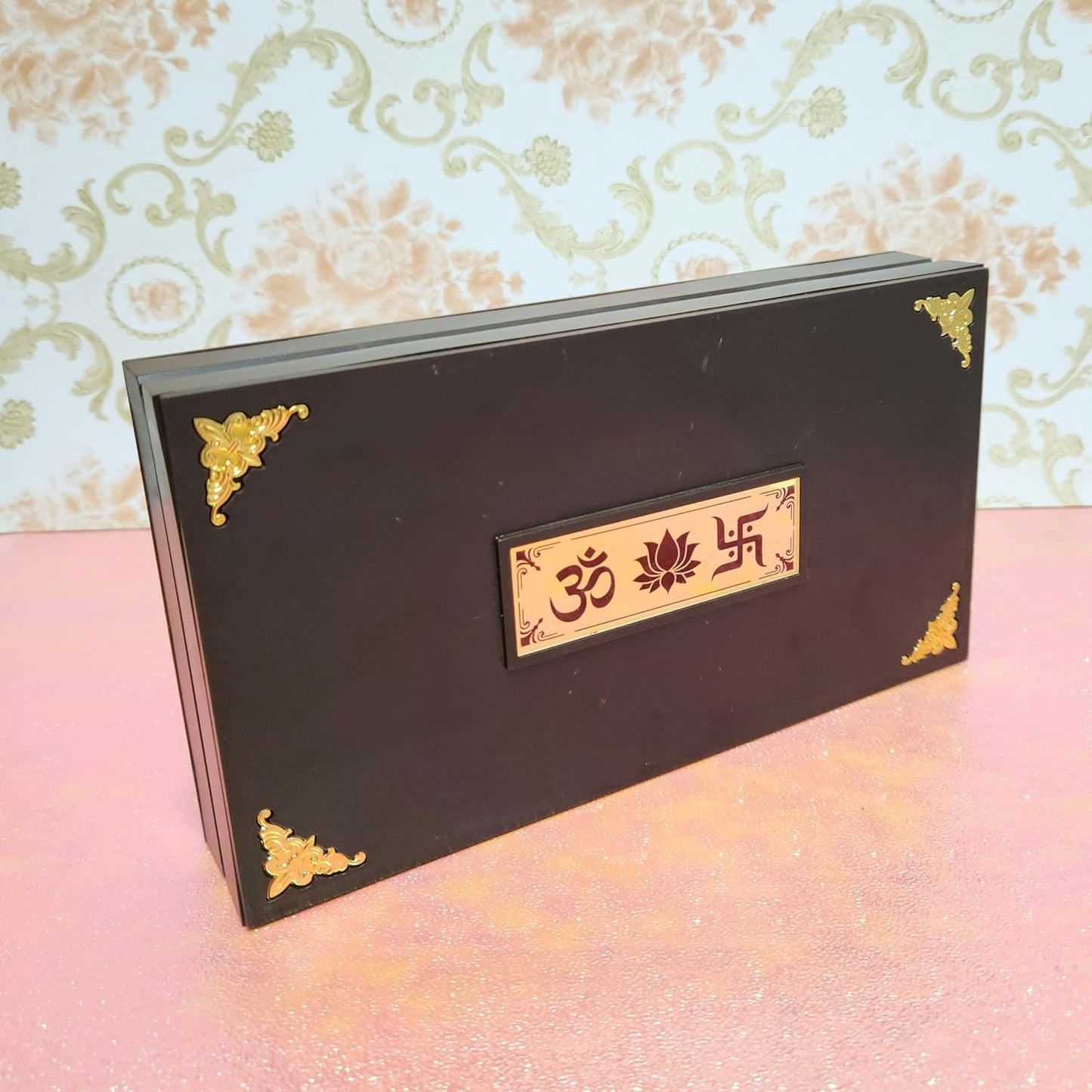 Lakshmi Ganpati Saraswati Photo Frame with Charan Paduka