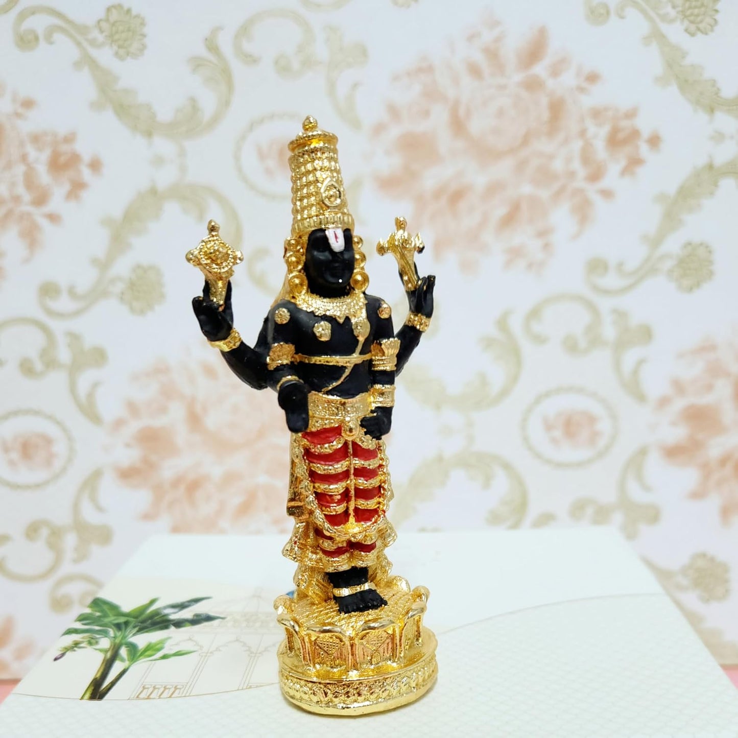 Gold Plated Gold Plated Venkateswara Swamy Idol, Tirupati Balaji Idol for Car Dashboard