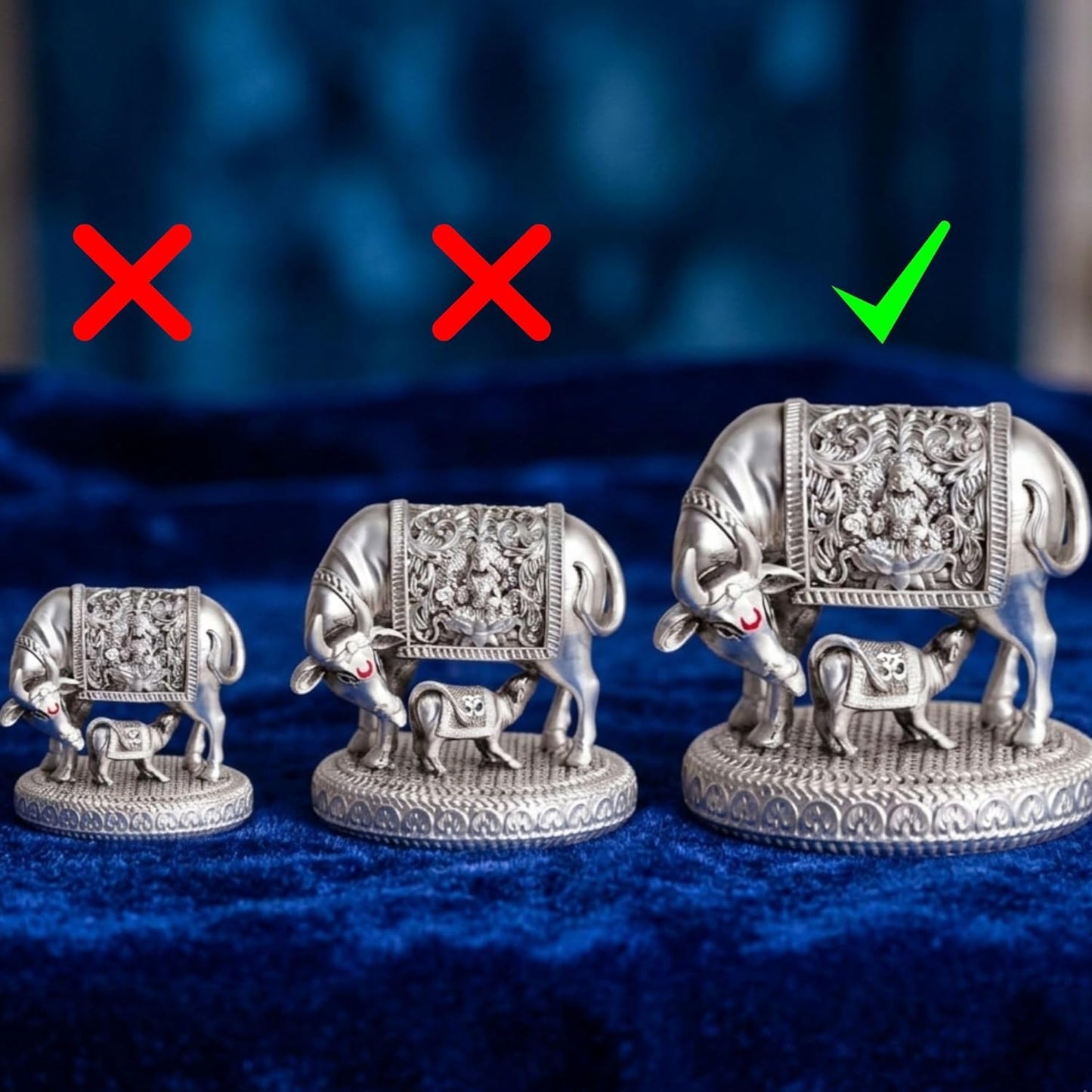 999 Silver Antique Vastu Kamdhenu Cow with Calf Idol