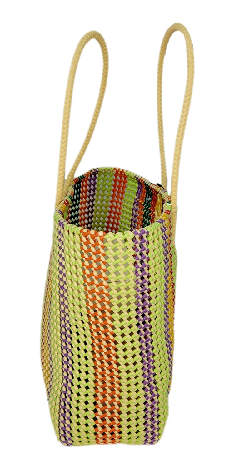 Handmade Multipurpose Plastic wire Bag (Koodai) 20 L Capacity Extra Large Size Multicolor used as Shopping, Grocery, Tote Bag, Picnic Bag Extra Large Size Multicolor (36 x 16 x 35 cm)