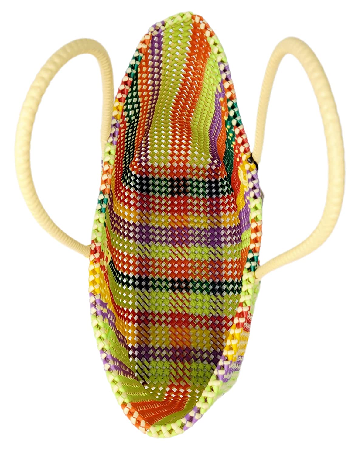 Handmade Multipurpose Plastic wire Bag (Koodai) 20 L Capacity Extra Large Size Multicolor used as Shopping, Grocery, Tote Bag, Picnic Bag Extra Large Size Multicolor (36 x 16 x 35 cm)