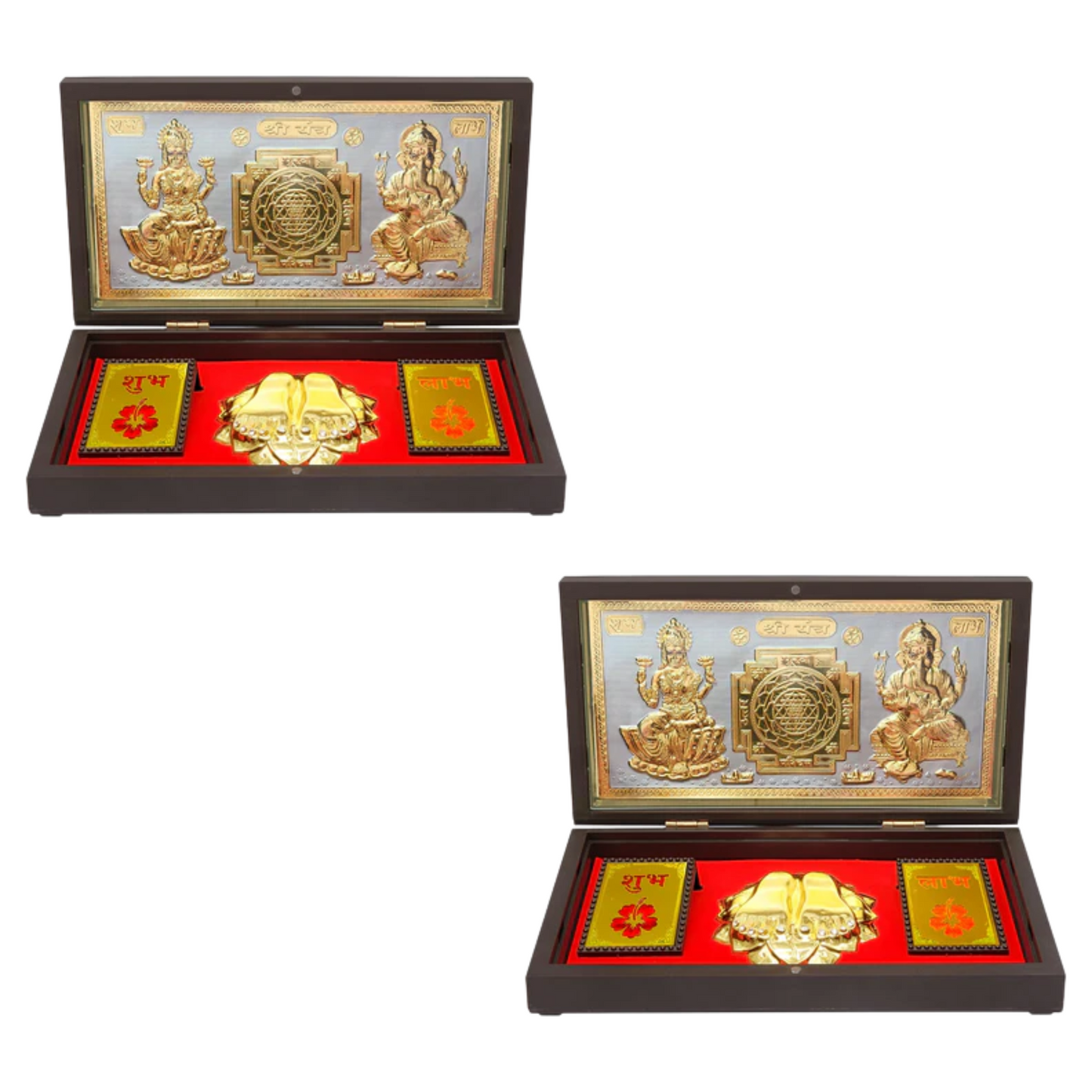 Laxmi Ganpati with Shree Yantra with Charan Paduka