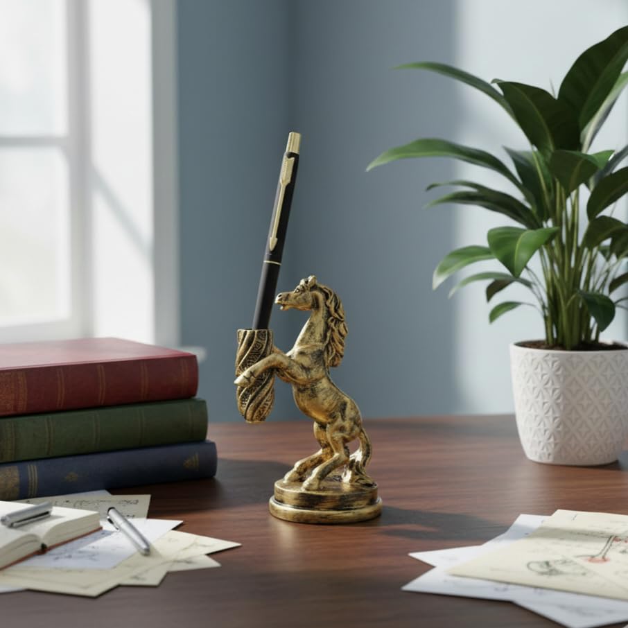 Horse Pen Holder (Gold Antique)