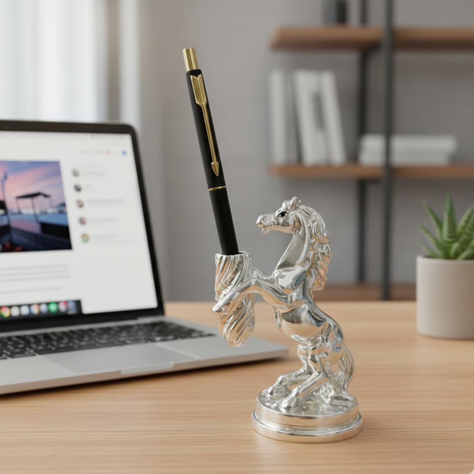 999 Silver Plated Horse Pen Holder