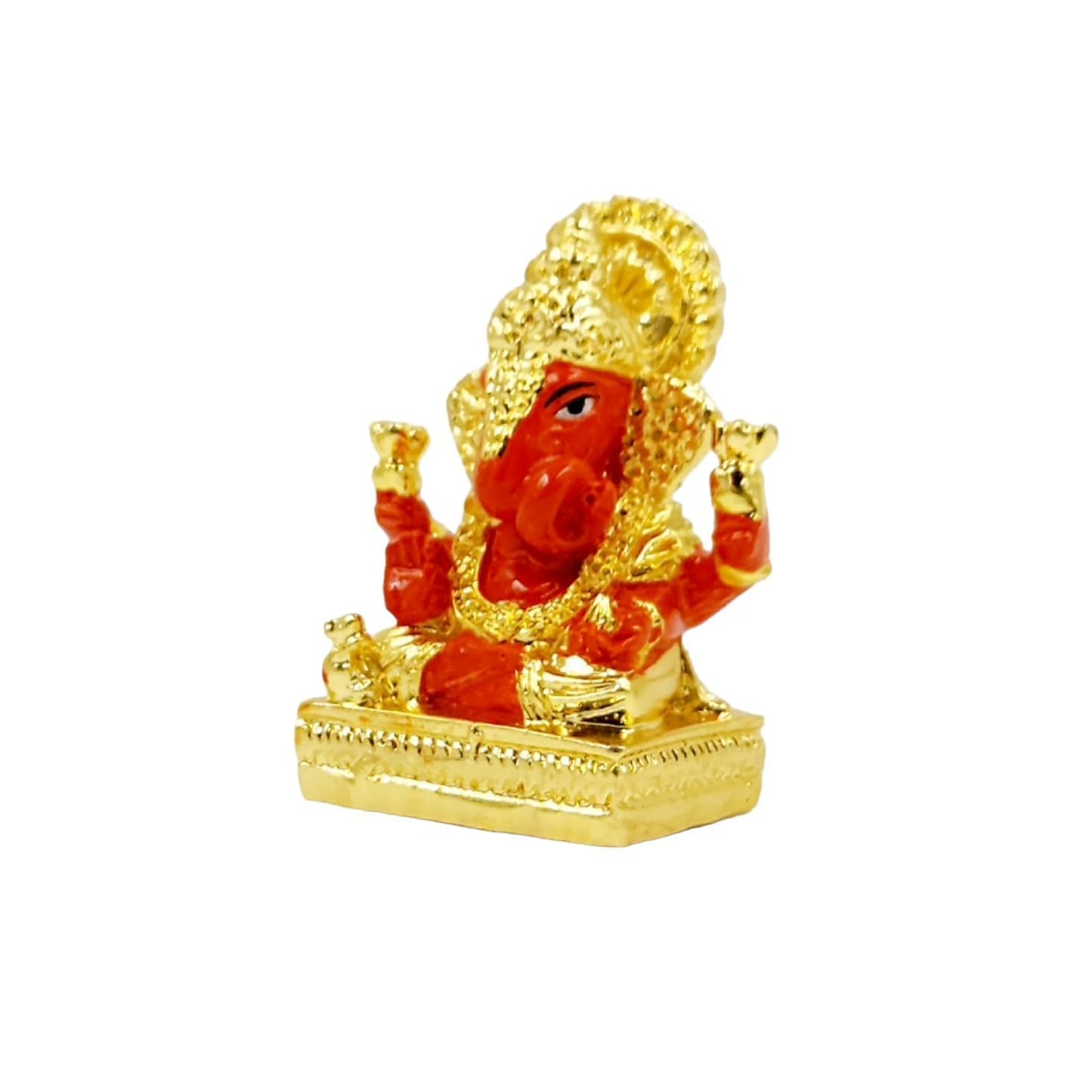 Gold Plated Dagdusheth Ganesha Idol (Orange Set of 5)