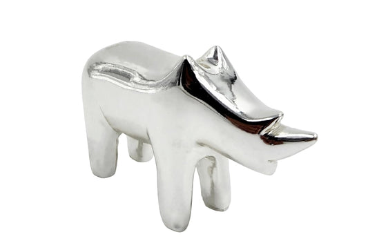 Pure Silver Plated Resin Rhino Statue Home Decor,Showpiece Animal Figurines