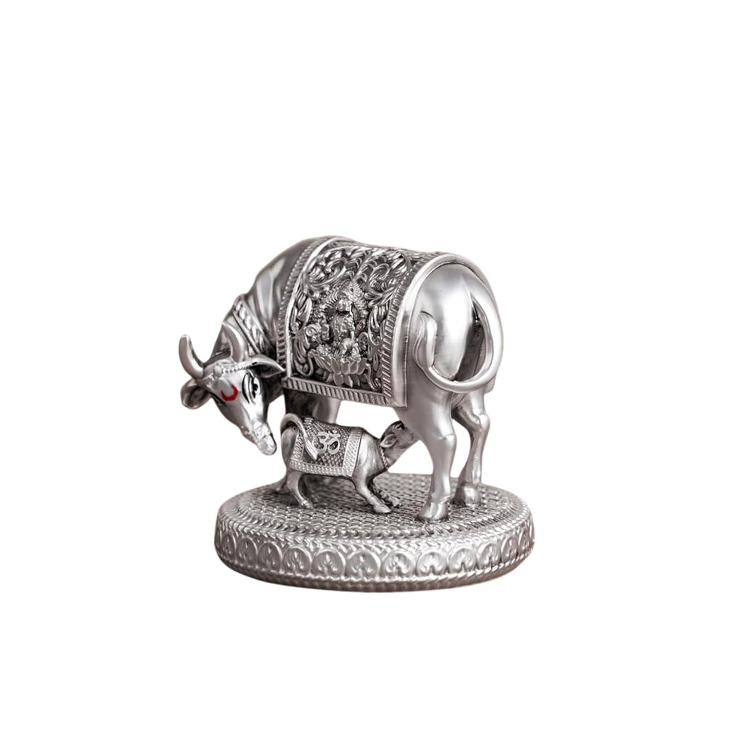 999 Silver Antique Vastu Kamdhenu Cow with Calf Idol