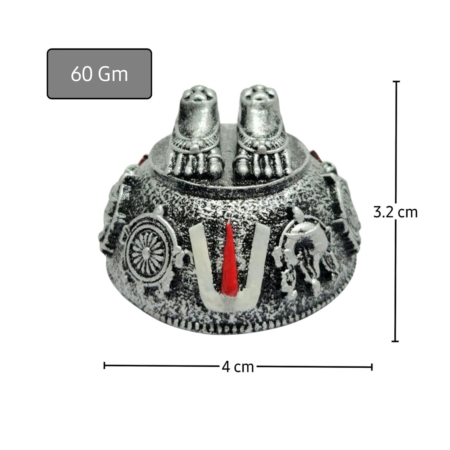 ARNAVIRA Silver Antique Finish Lord Balaji Charan Paduka (Silver Set of 3)