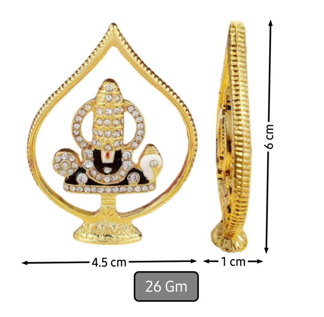 Gold Plated with Stone Metal Tirupati Balaji Idol  for  Car Dashboard