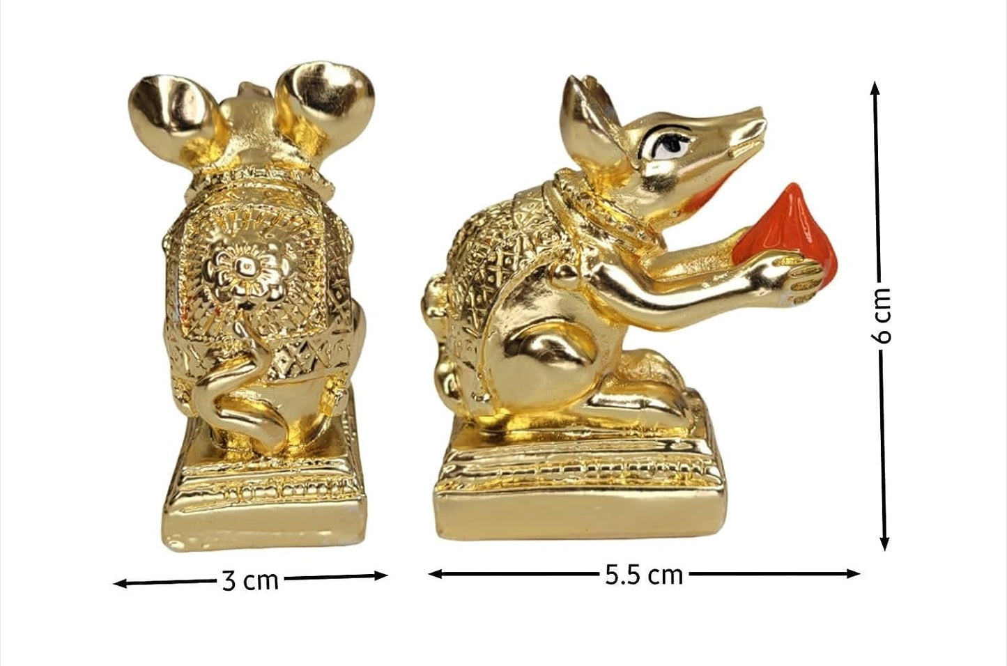 Arnavira® Gold Plated Mushak Idol for Ganpati Pooja Ganeshji Mooshak Mouse Mushakraj (Gold 2 Pcs)