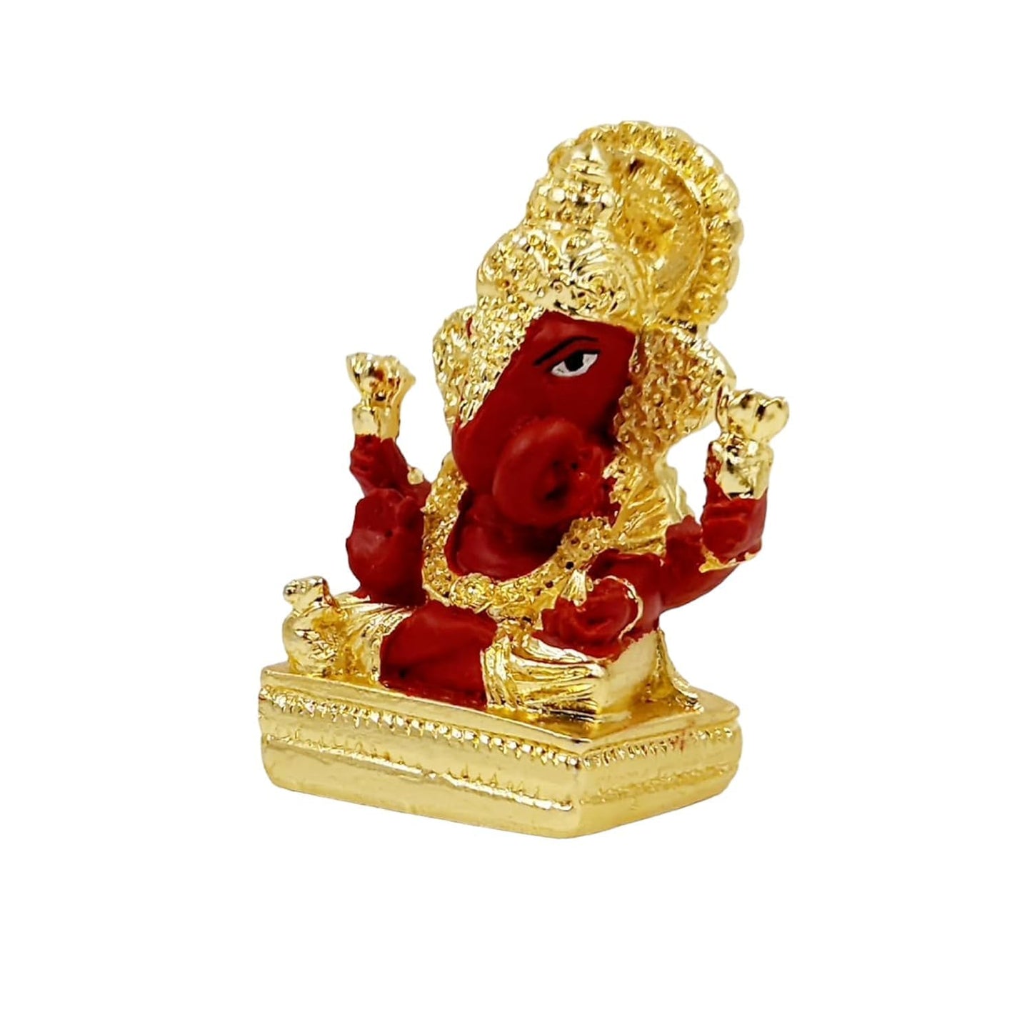 Gold Plated Dagdusheth Ganesha Idol (Red Set of 3)