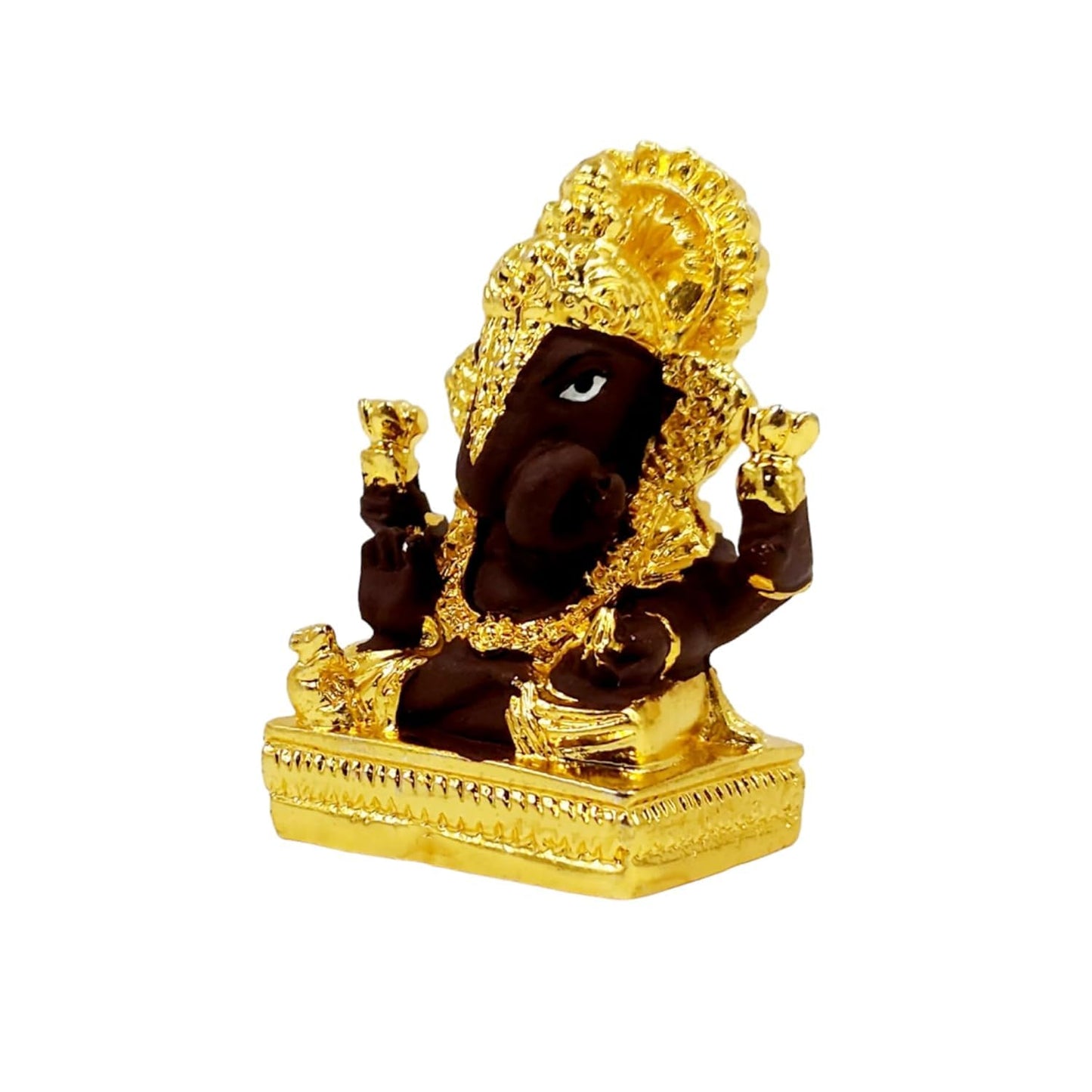 Gold Plated Dagdusheth Ganesha Idol (Brown Set of 3)