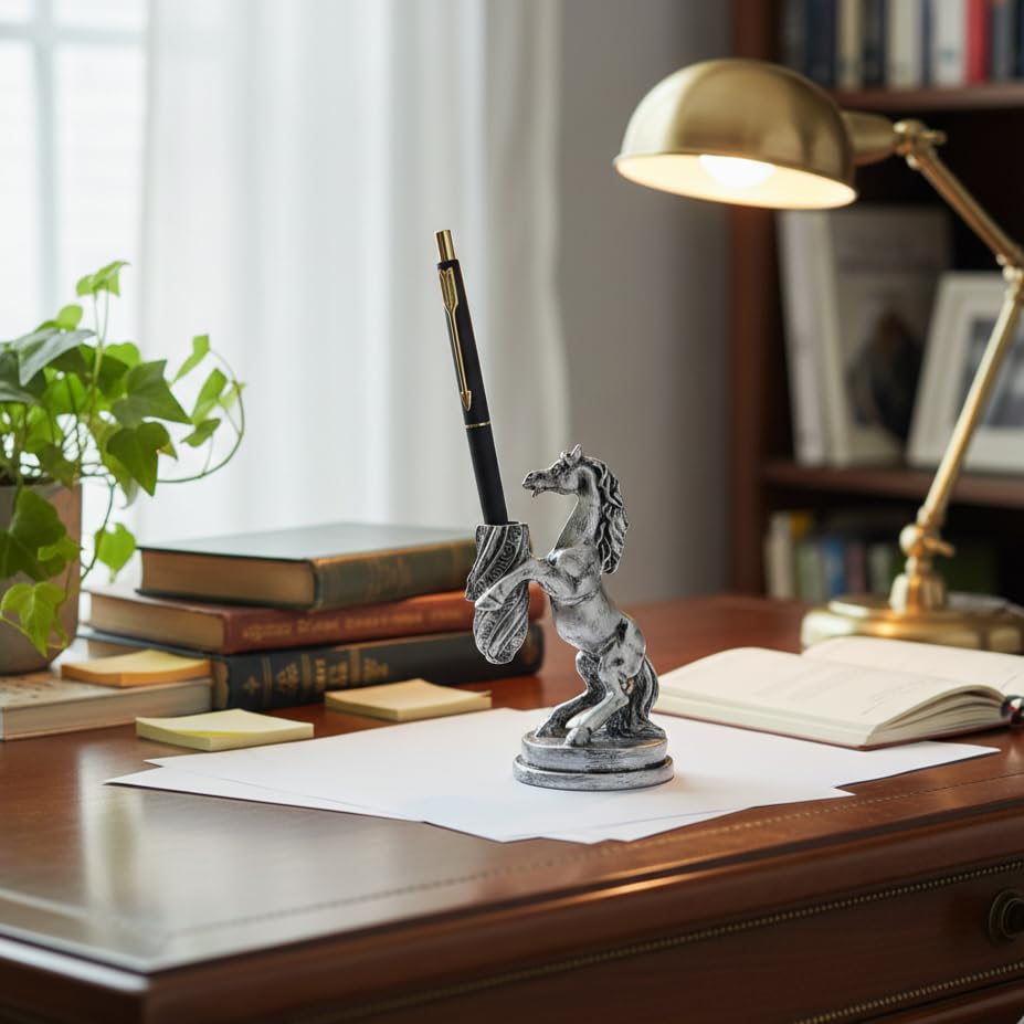 Horse Pen Holder (Silver Antique)