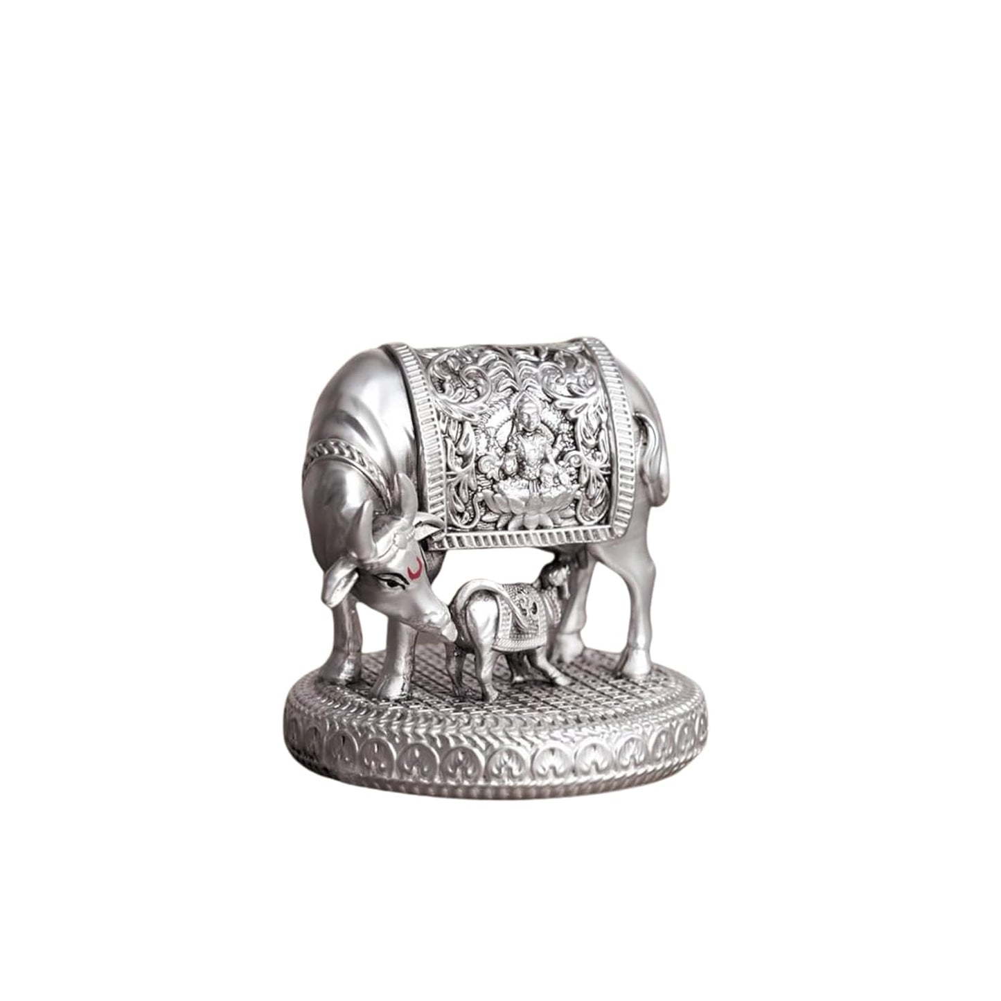 999 Silver Antique Vastu Kamdhenu Cow with Calf Idol