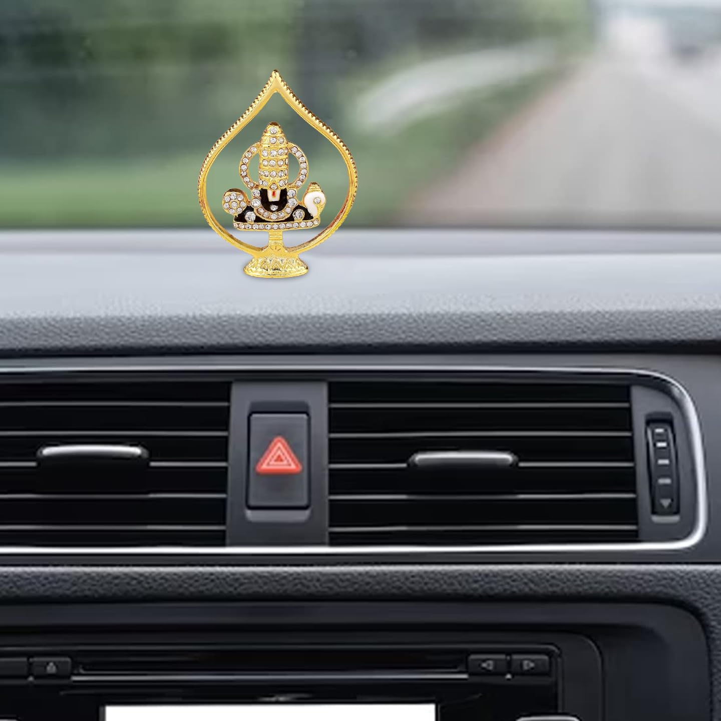 Gold Plated with Stone Metal Tirupati Balaji Idol  for  Car Dashboard
