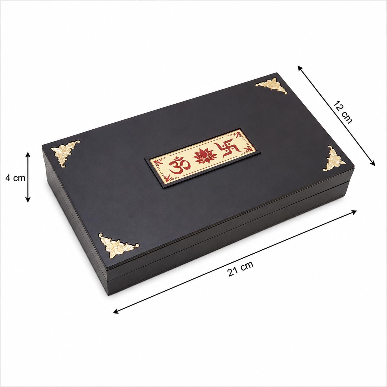 Radha Krishna Gold Plated Photo Frame with Charan Paduka Pocket Temple