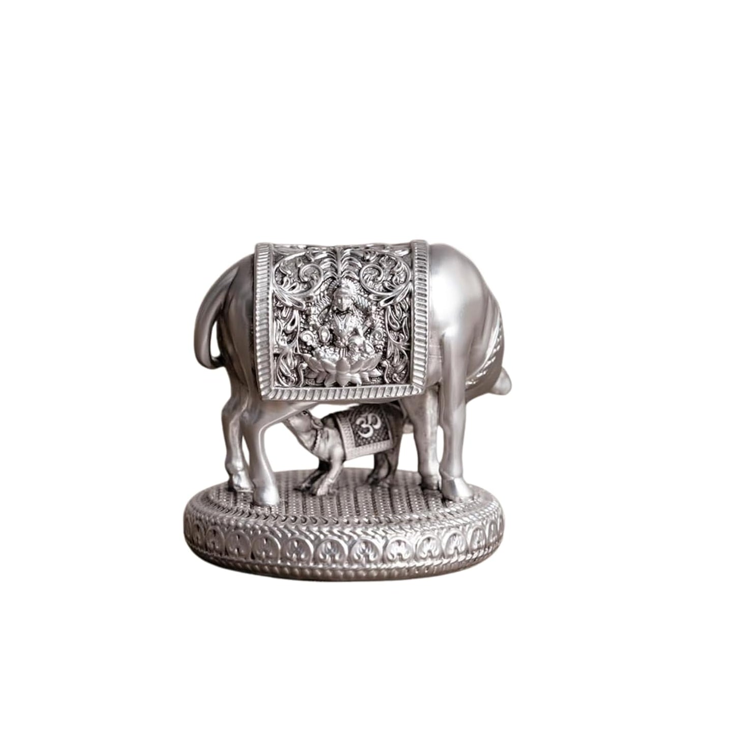 999 Silver Antique Vastu Kamdhenu Cow with Calf Idol
