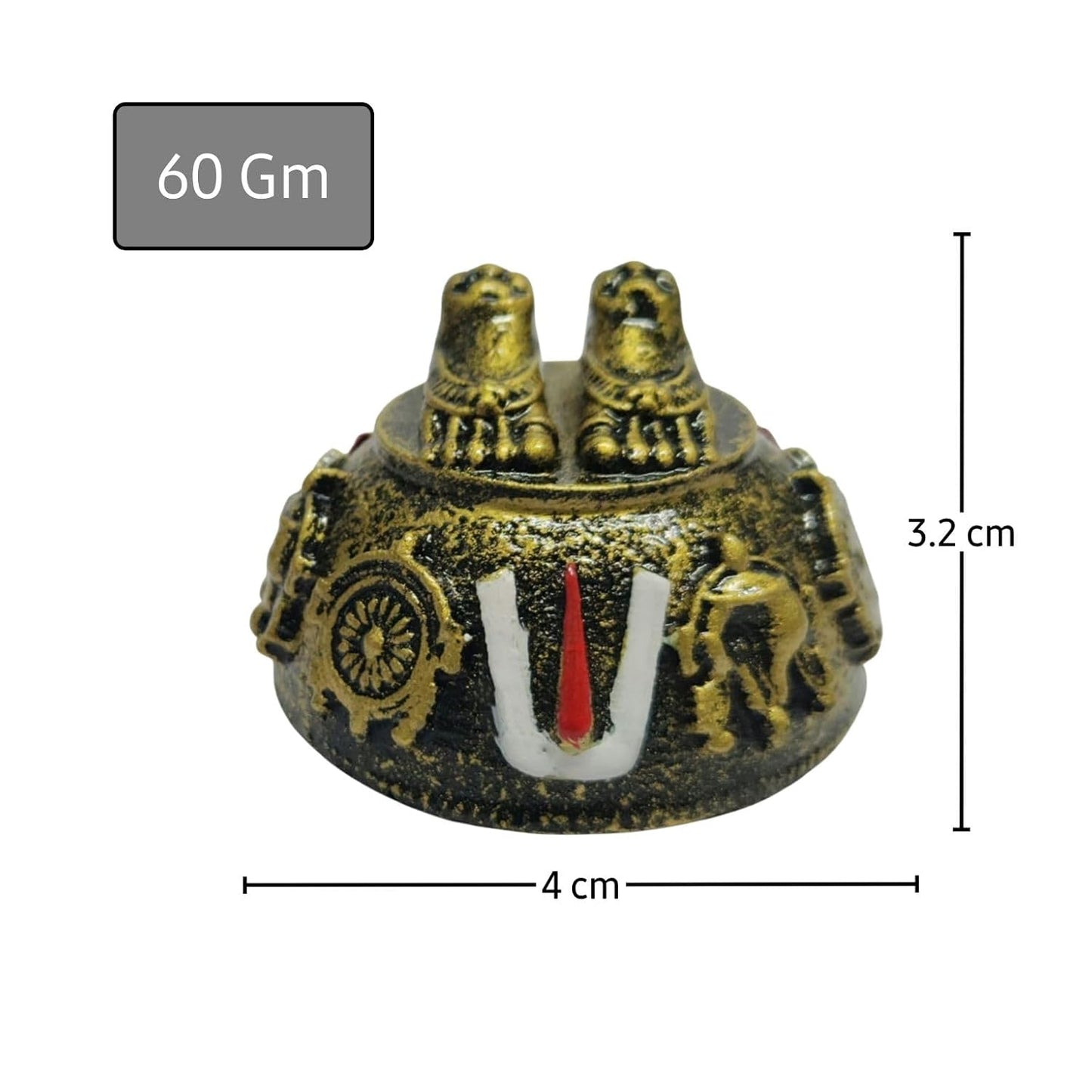 ARNAVIRA Gold Antique Finish Lord Balaji Charan Paduka (Gold Set of 3)