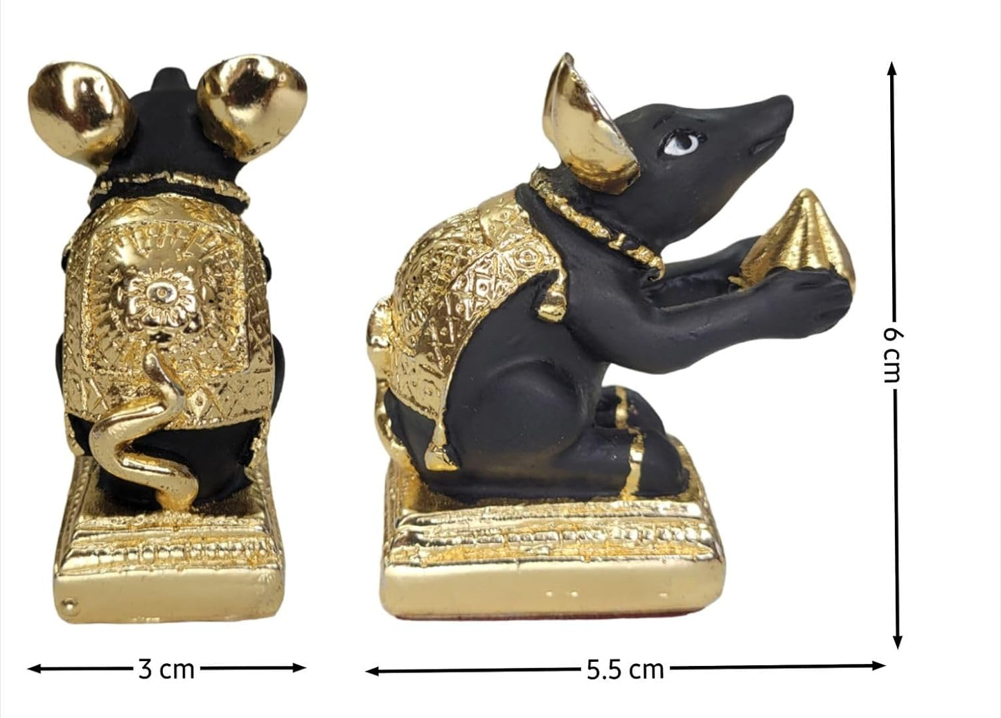 Gold Plated Mushak Idol for Ganpati Pooja Ganeshji Mooshak Mouse Musha ...