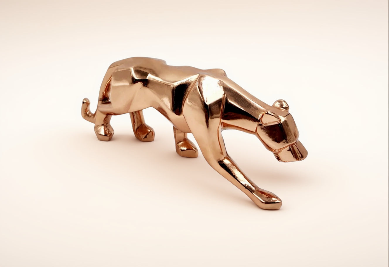 Rose Gold Finish Panther Statue, Panther Statuettes Home Decor,Showpiece Animal Figurines