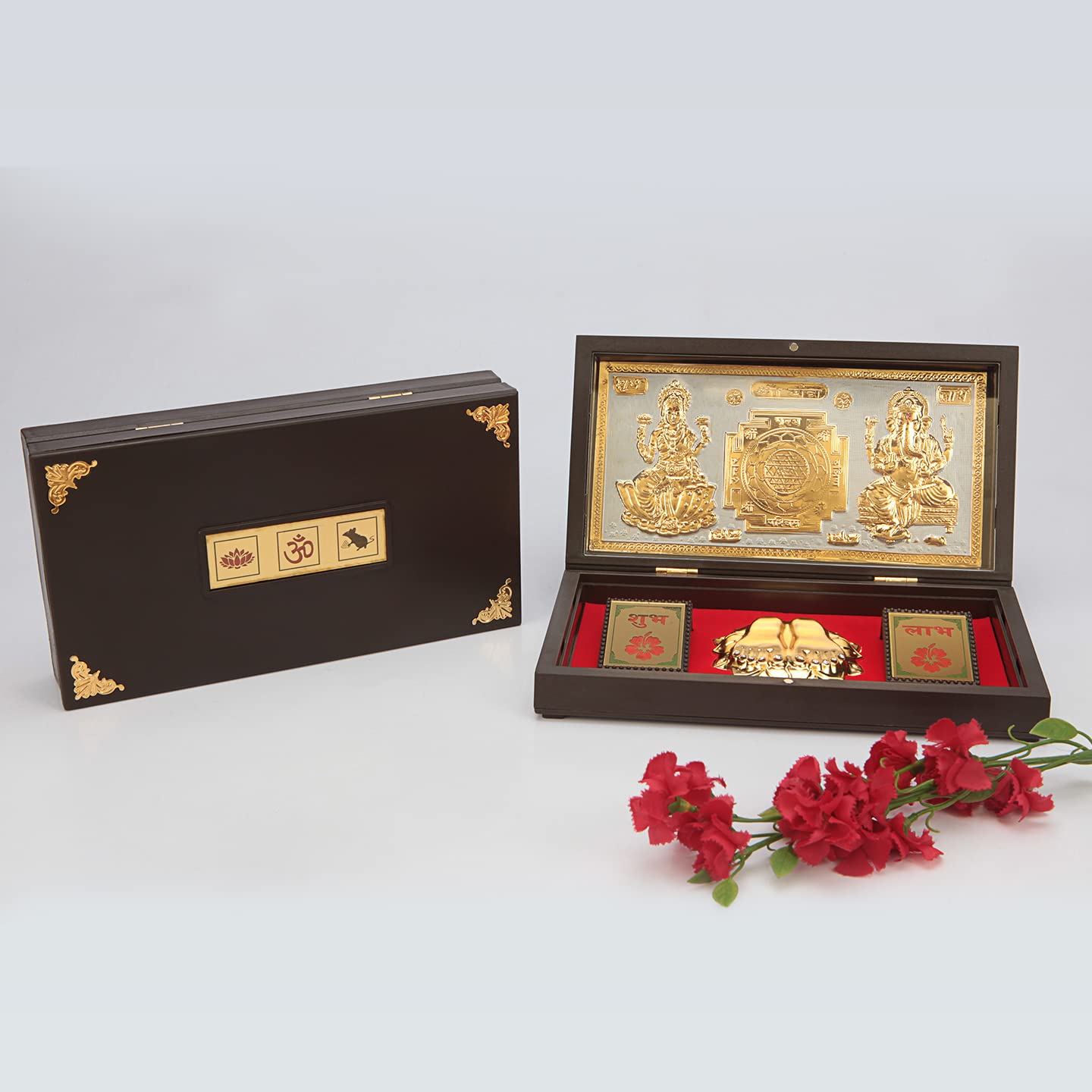 Laxmi Ganpati with Shree Yantra with Charan Paduka