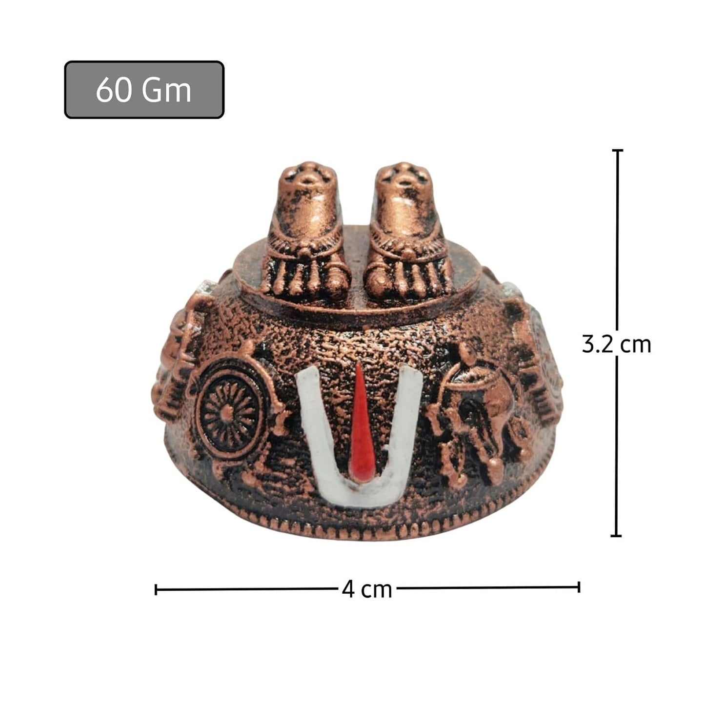 ARNAVIRA Copper Antique Finish Lord Balaji Charan Paduka (Copper Set of 3)