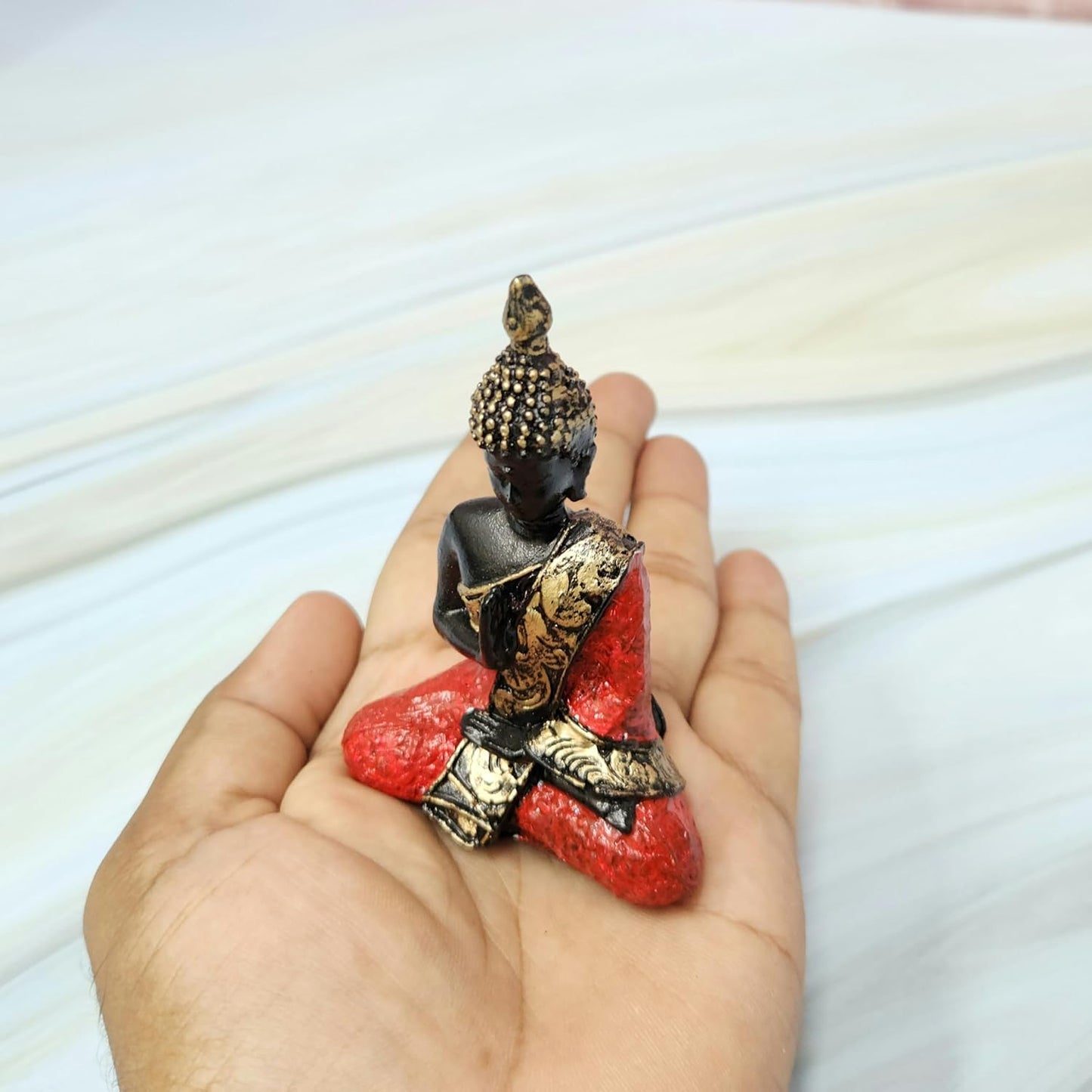 Resin Buddha Idol | Murti with Vatvruksha Tree with Led Light Perfect for Home Decor | Pooja Room | Tabletop Multi | House Warming Gifts (Buddha 3.5 inch, 8 INCH)