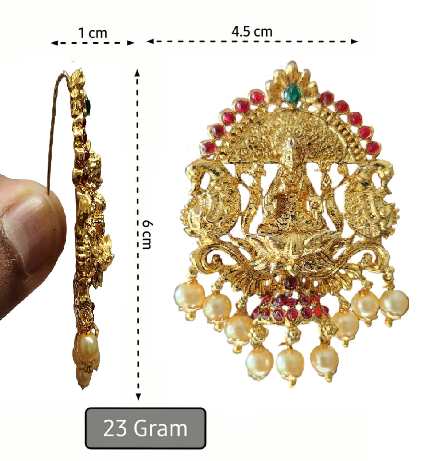 Gold Plated Antique Hair Jewelery (6 Pcs Red)