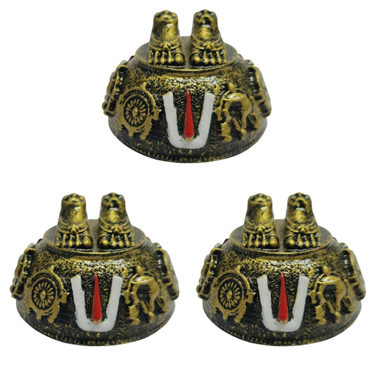 ARNAVIRA Gold Antique Finish Lord Balaji Charan Paduka (Gold Set of 3)