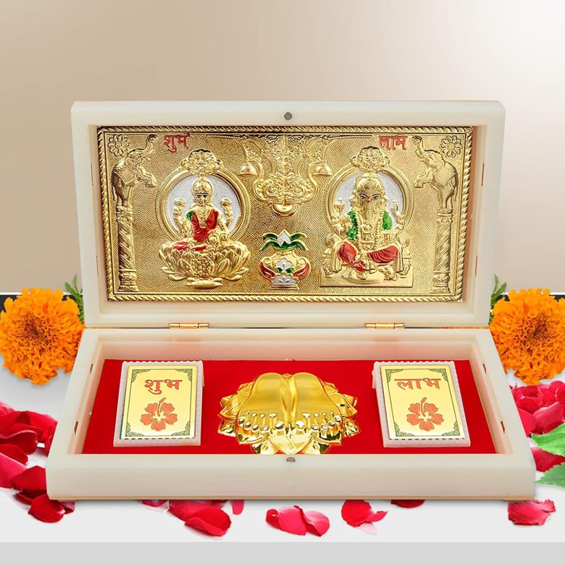 Laxmi Ganpati with Kalashwith Charan Paduka