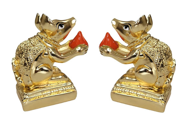 Arnavira® Gold Plated Mushak Idol for Ganpati Pooja Ganeshji Mooshak M ...