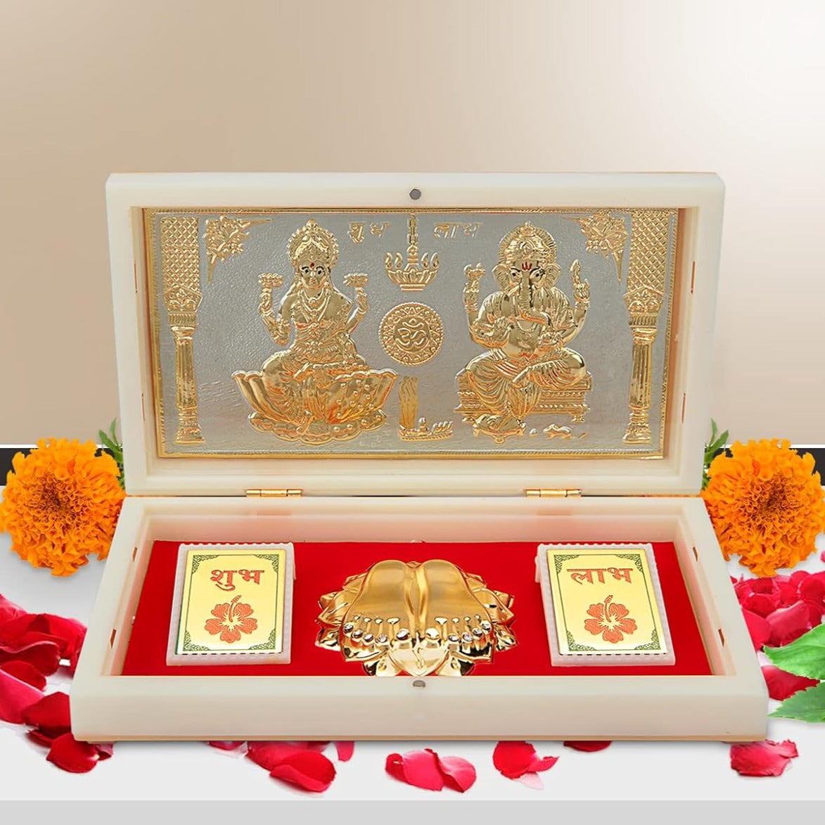 Lakshmi Ganpati with OM with Charan Paduka