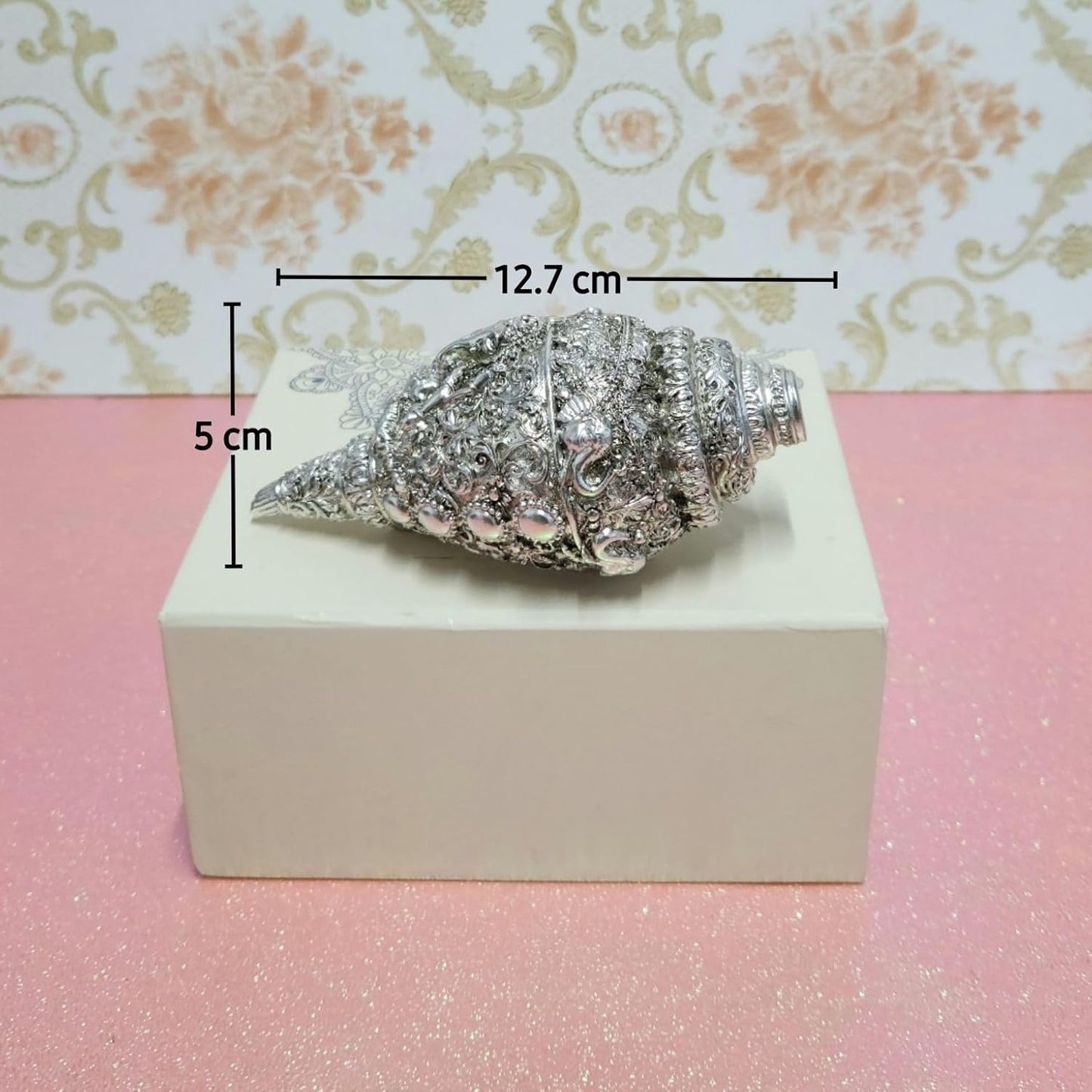 Arnavira Copper Plated Antique Finish Ganesh Shankh (Ganpati Shankh Silver, Medium)